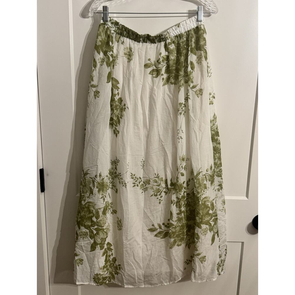 Calypso St Barth White Green Floral Maxi Skirt Sz M, Boho Gypsy Cottagecore NWT - Picture 3 of 10